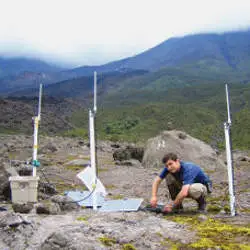 Harvard's Konrad Lorincz at volcano