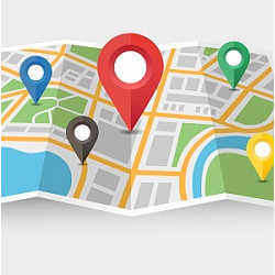 map and pointers, illustration