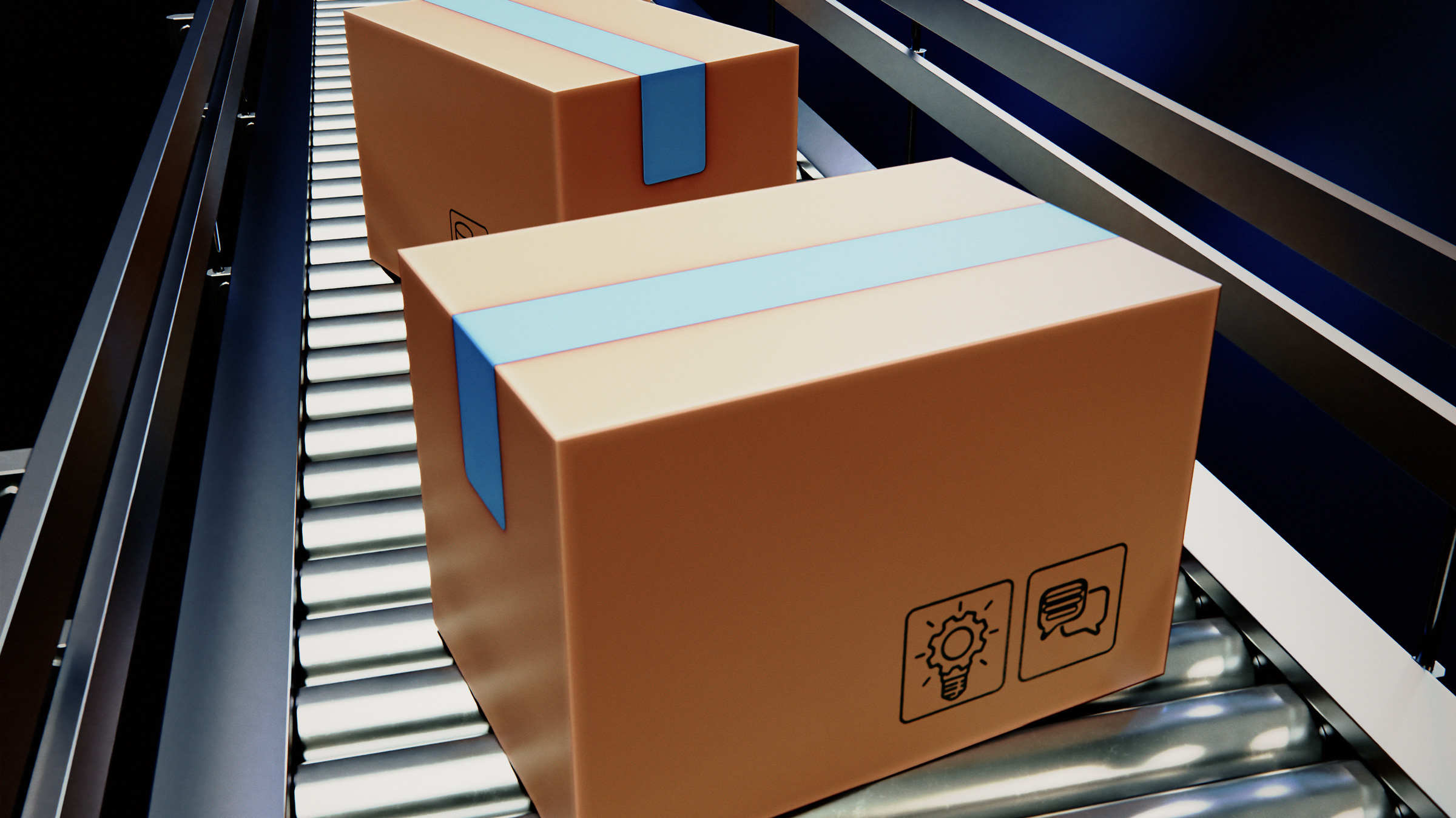 boxes on a conveyor belt