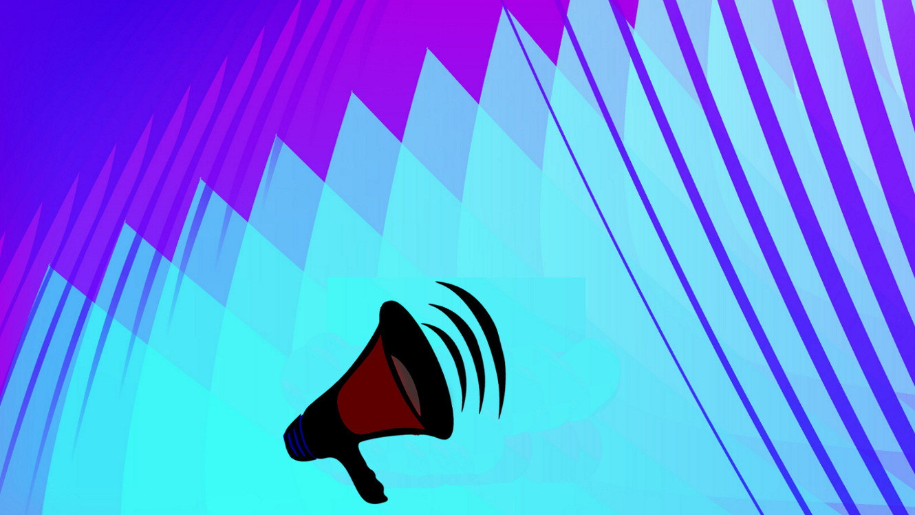 noisy megaphone on abstract background