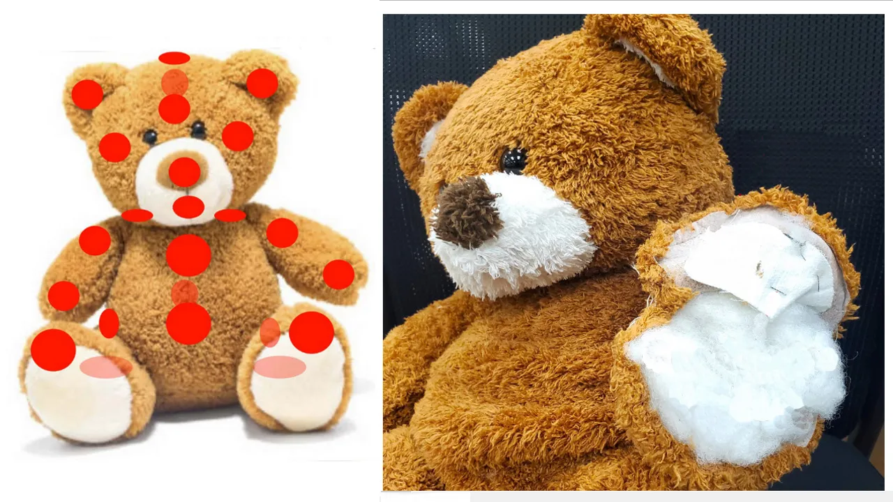 FabToy sensor locations, and plush toy