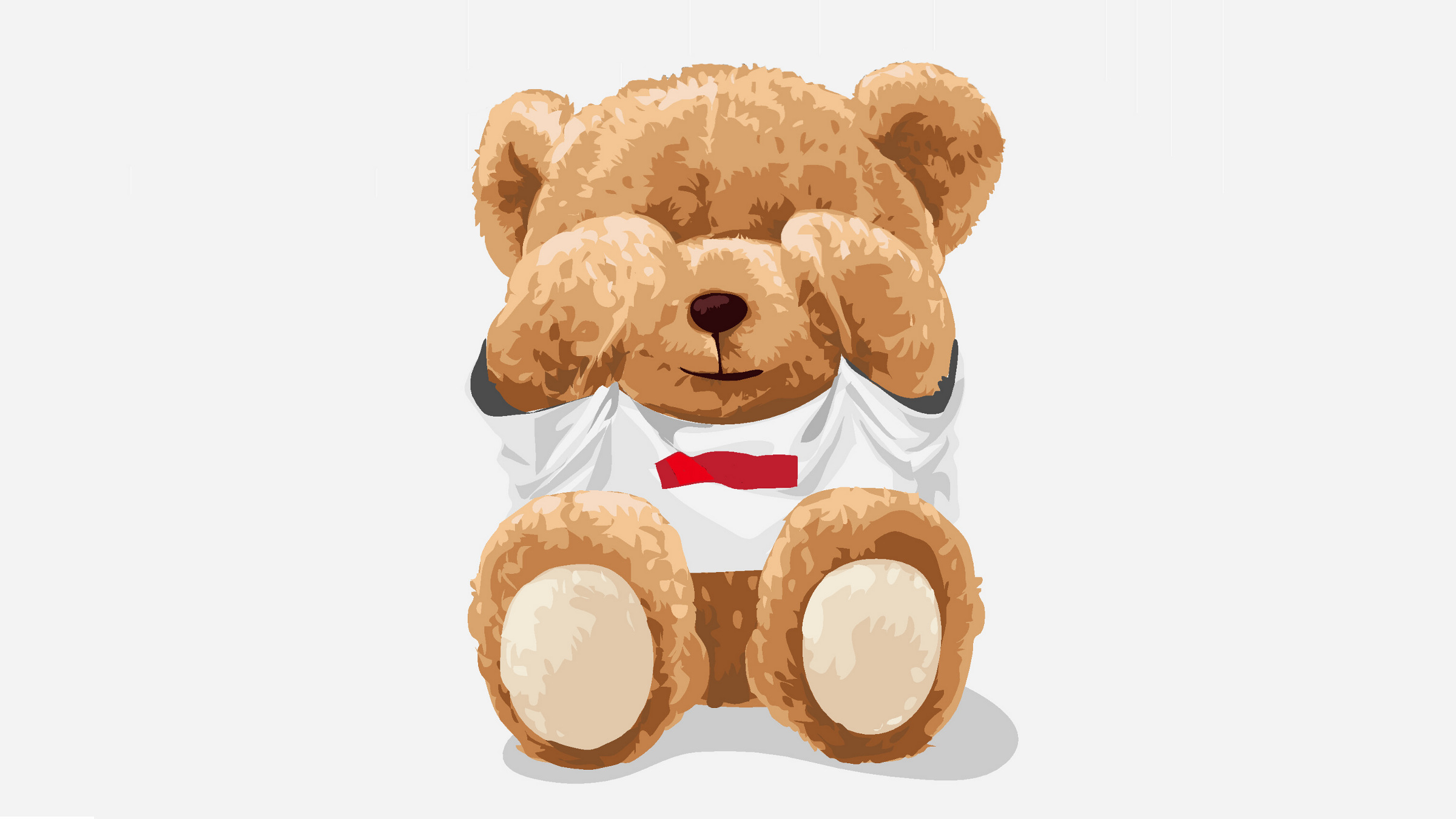plush toy bear with hands over its eyes, illustration
