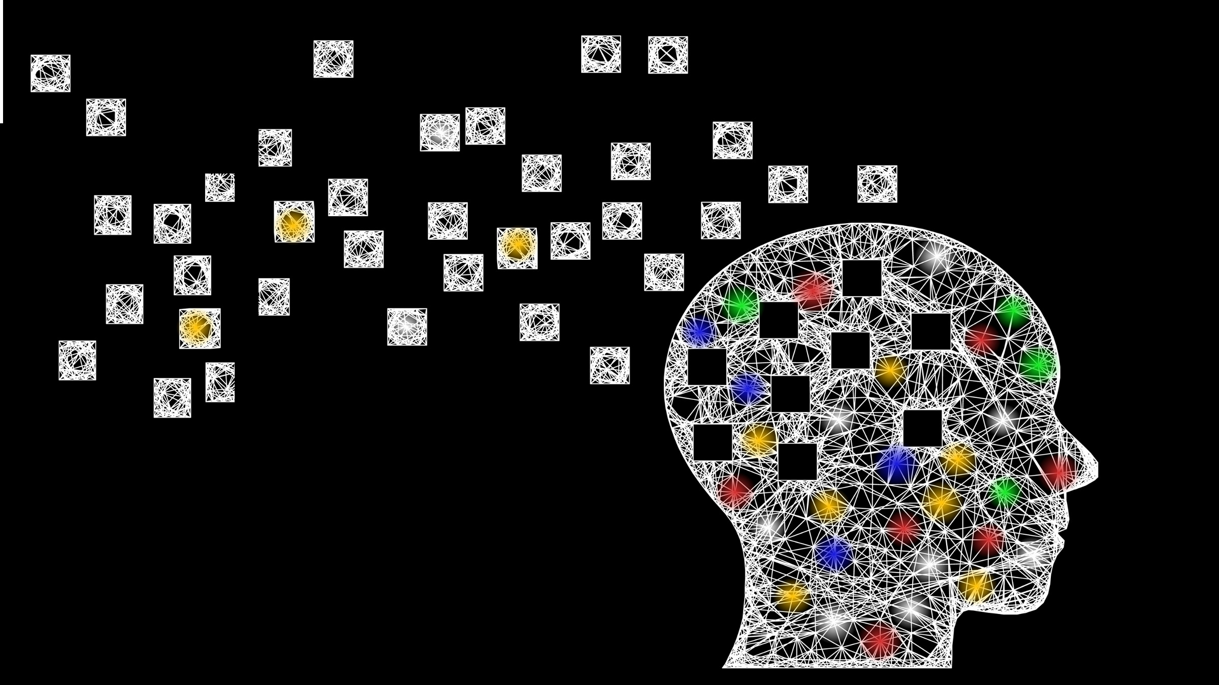 blocks displaced from human head, illustration