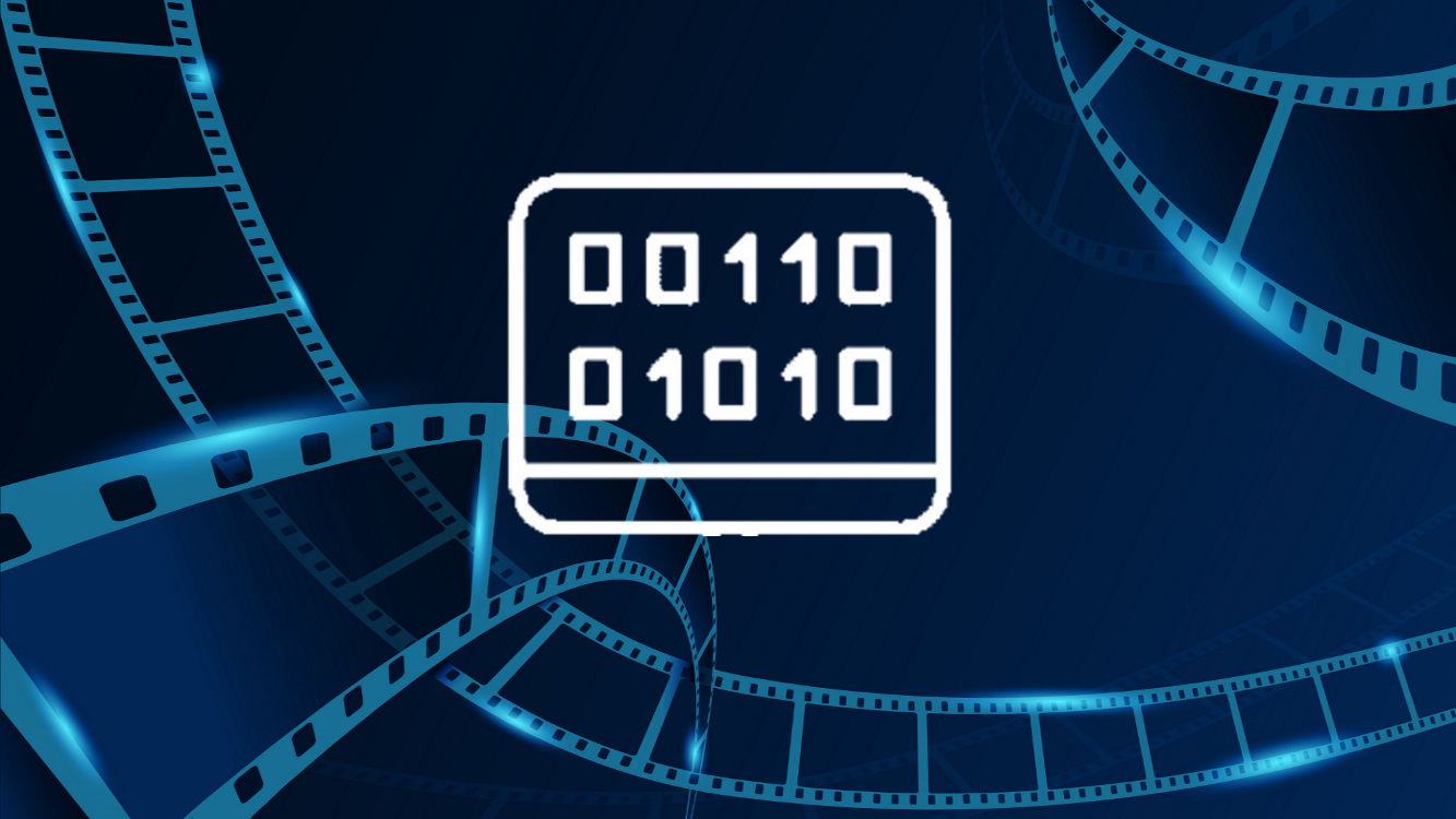 coding icon on film strip background