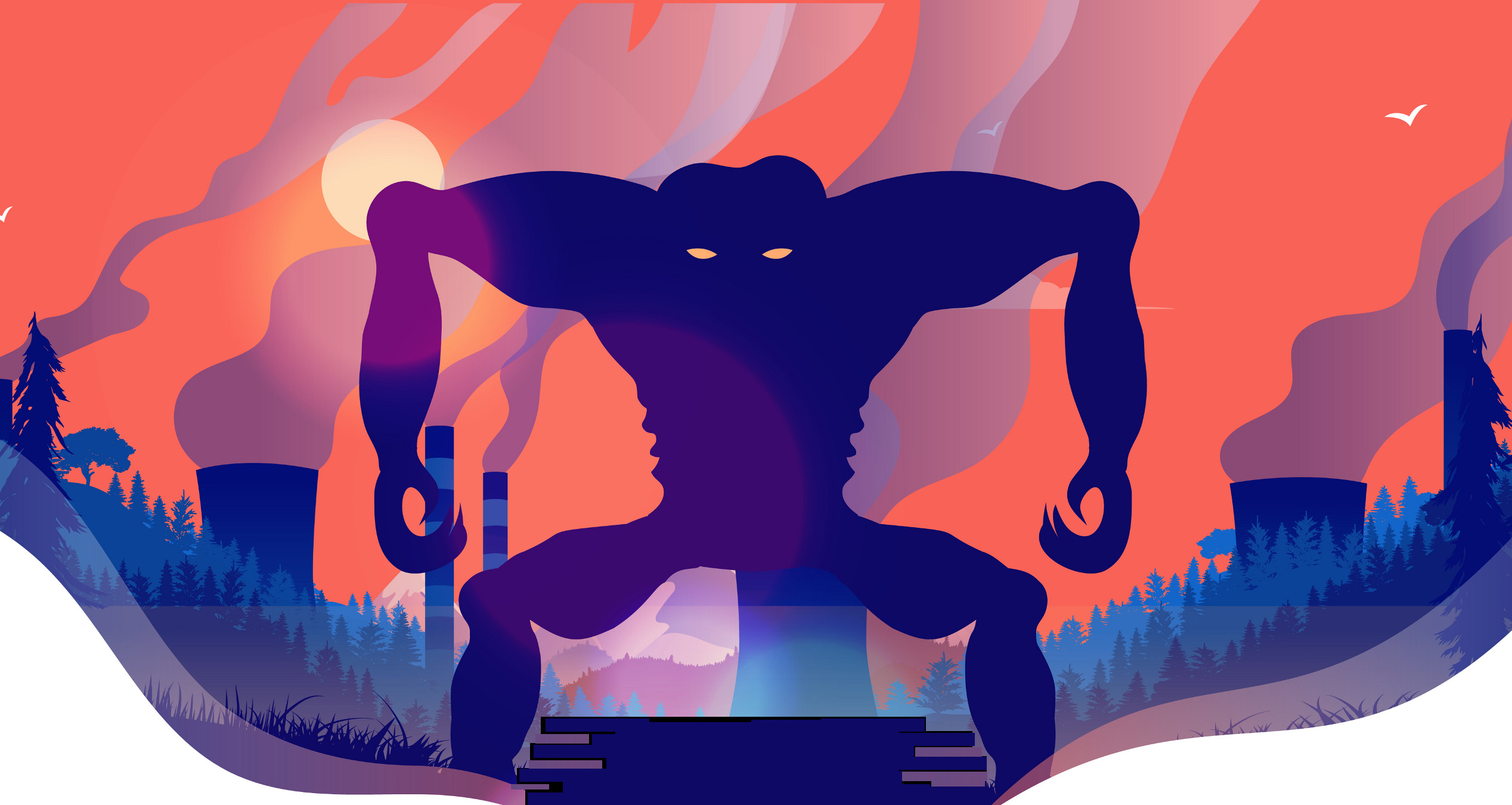 monster on industrial landscape